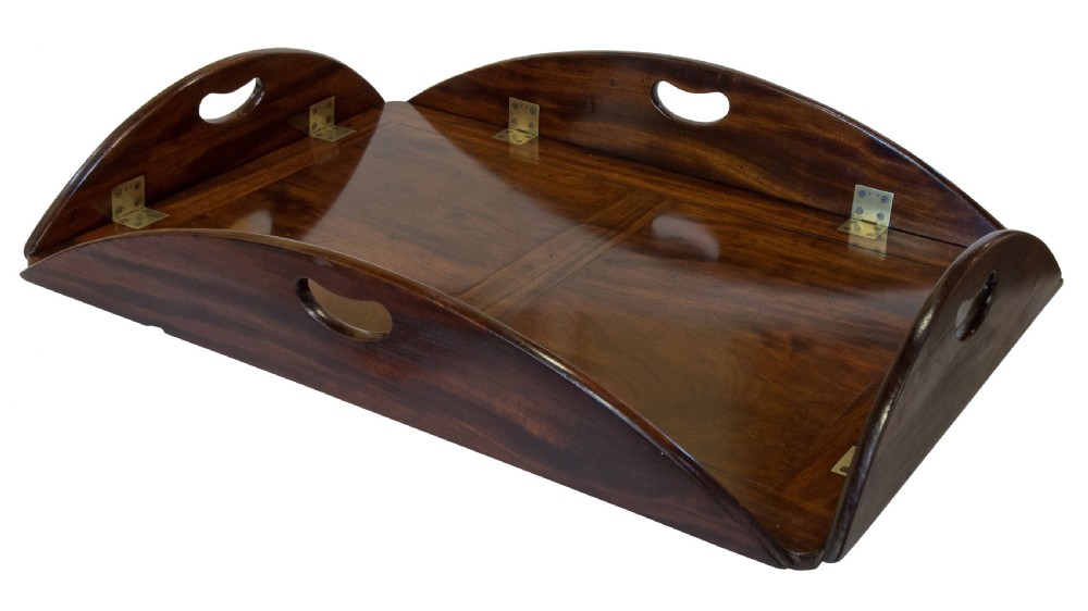 Very fine Regency oval folding butlers' tray of first rate colour