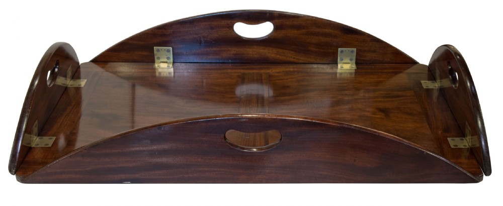 Very fine Regency oval folding butlers' tray of first rate colour View II
