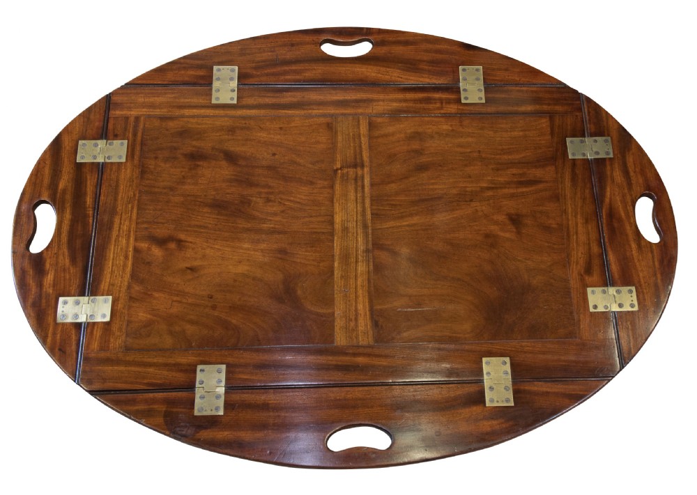 Very fine Regency oval folding butlers' tray of first rate colour View IV