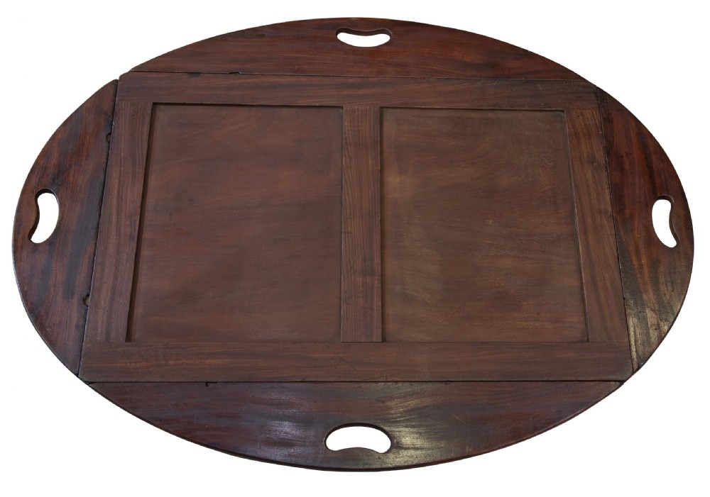 Very fine Regency oval folding butlers' tray of first rate colour View V