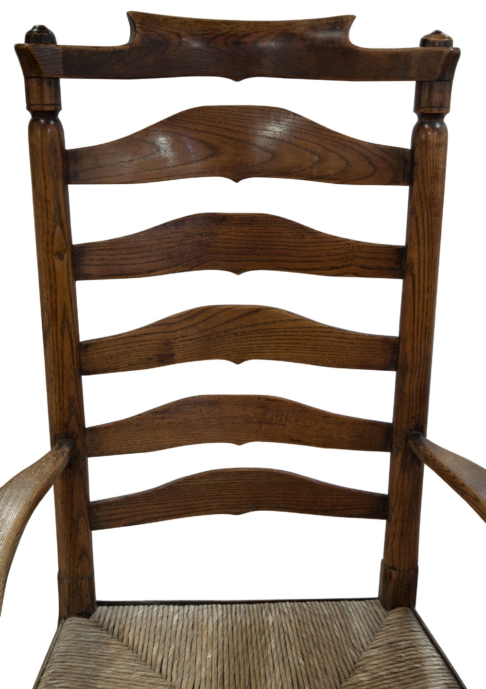 Fine set of 6+2 ash ladder back chairs of lovely colour & patina c1820 View V