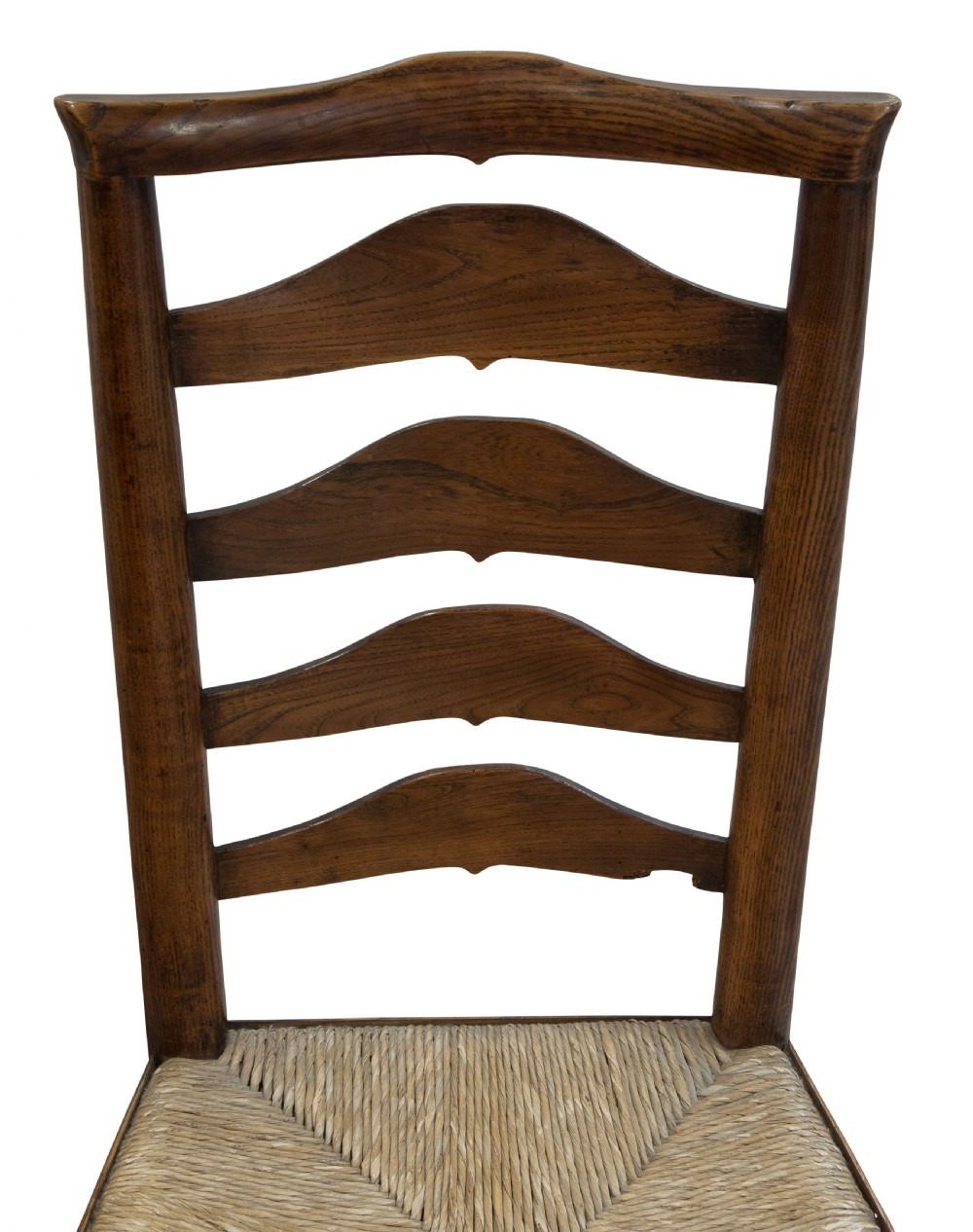 Fine set of 6+2 ash ladder back chairs of lovely colour & patina c1820 View VI