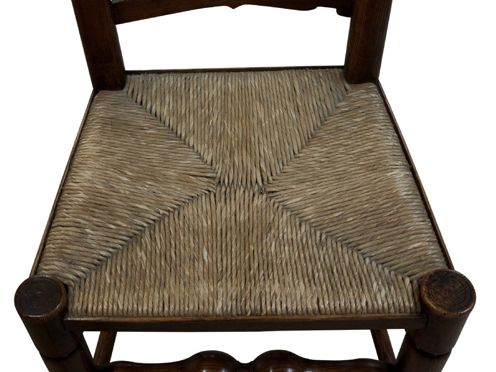 Fine set of 6+2 ash ladder back chairs of lovely colour & patina c1820 View VIII