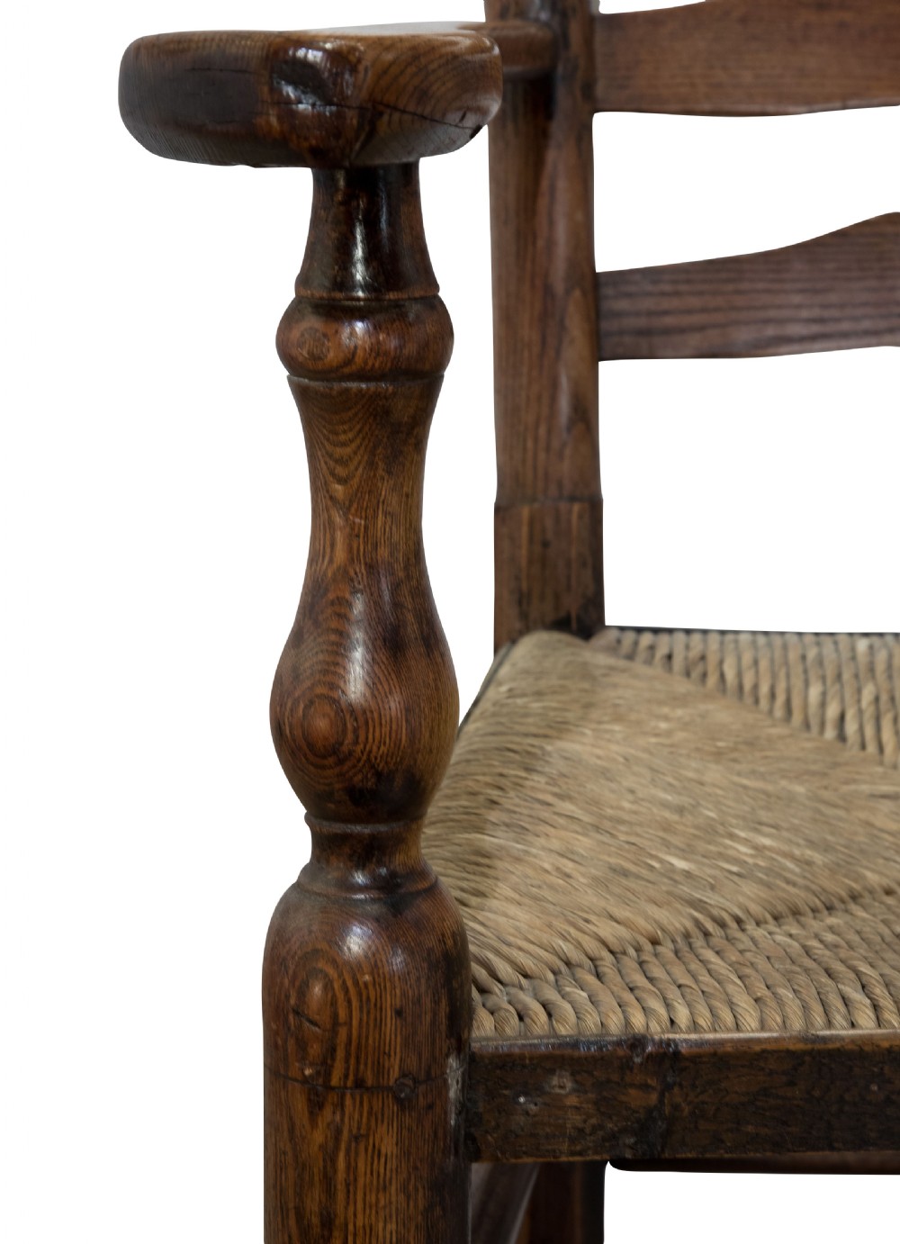 Fine set of 6+2 ash ladder back chairs of lovely colour & patina c1820 View X