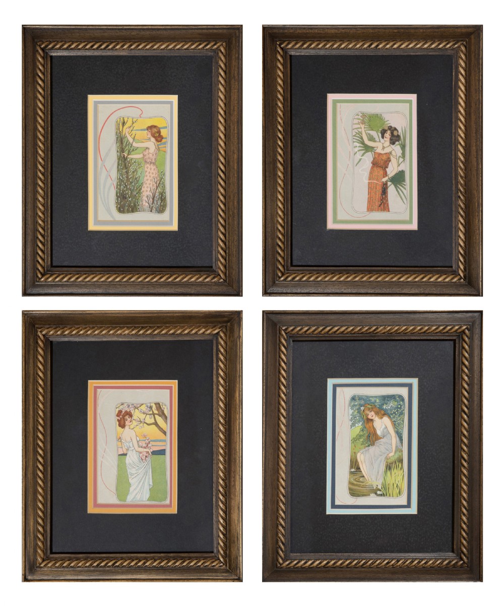 Set of four well framed pictures (French postcards) View II