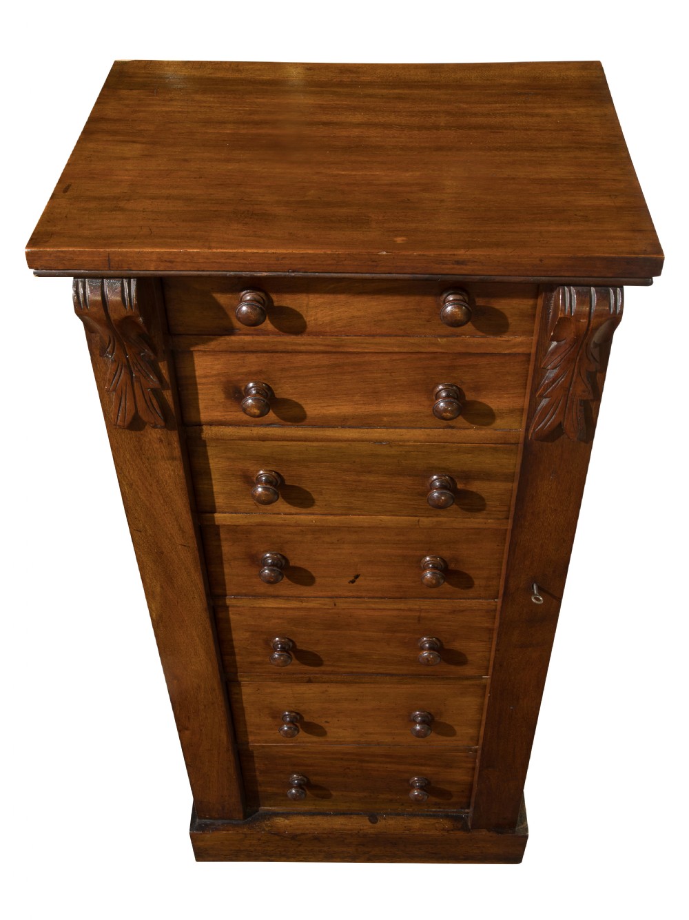 Small mahogany Victorian wellington chest of drawers View IV