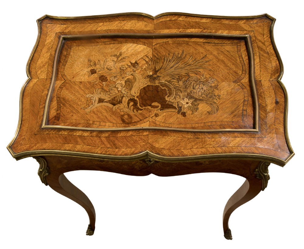 French walnut & marquetry vitrine with ormolu mounts c1870 View VI