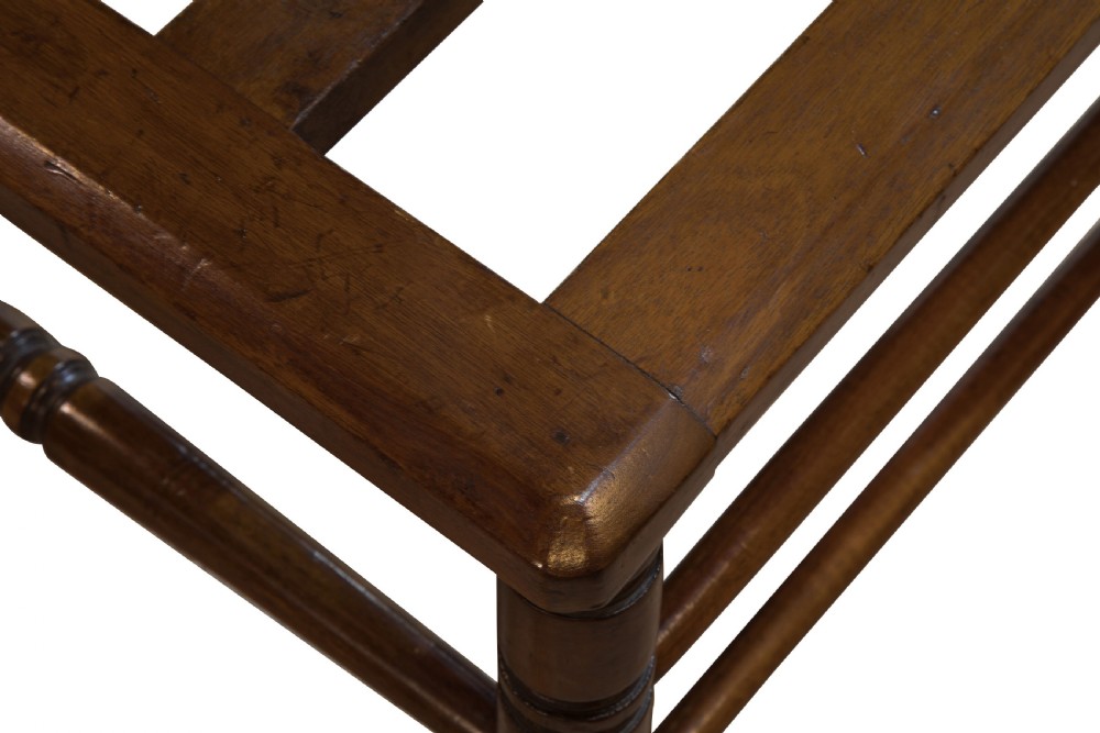 Late Victorian mahogany luggage stand with turned rails c1880 View VI