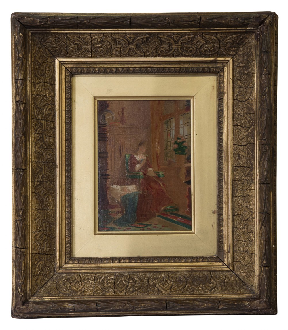19thC pair of oil paintings of women with babies by Ernst Anders View VII