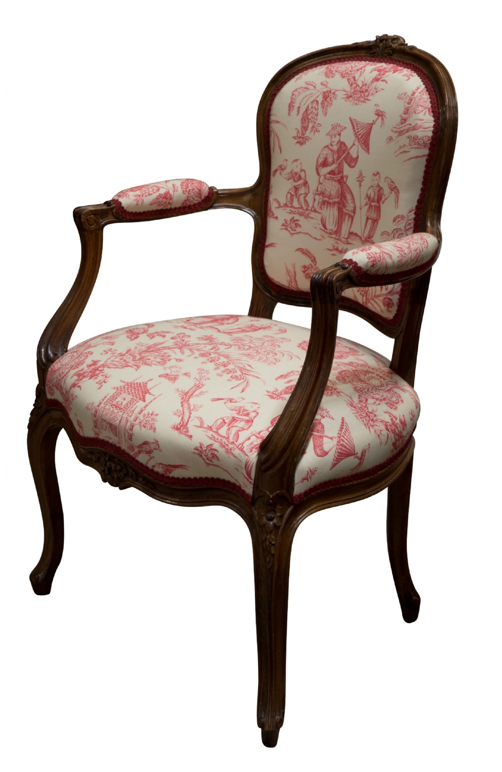 Walnut framed Louis XVI style fauteille c1900