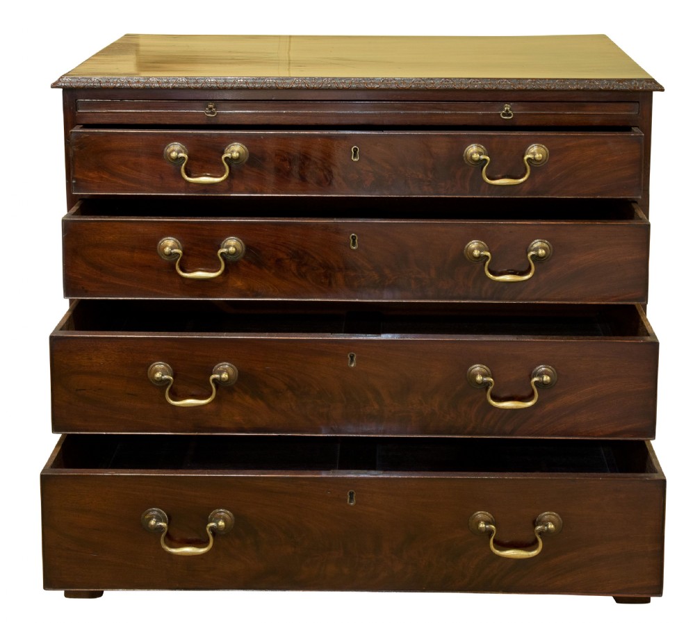 Fine 18thC mahogany chest with writing slide c1770 View II