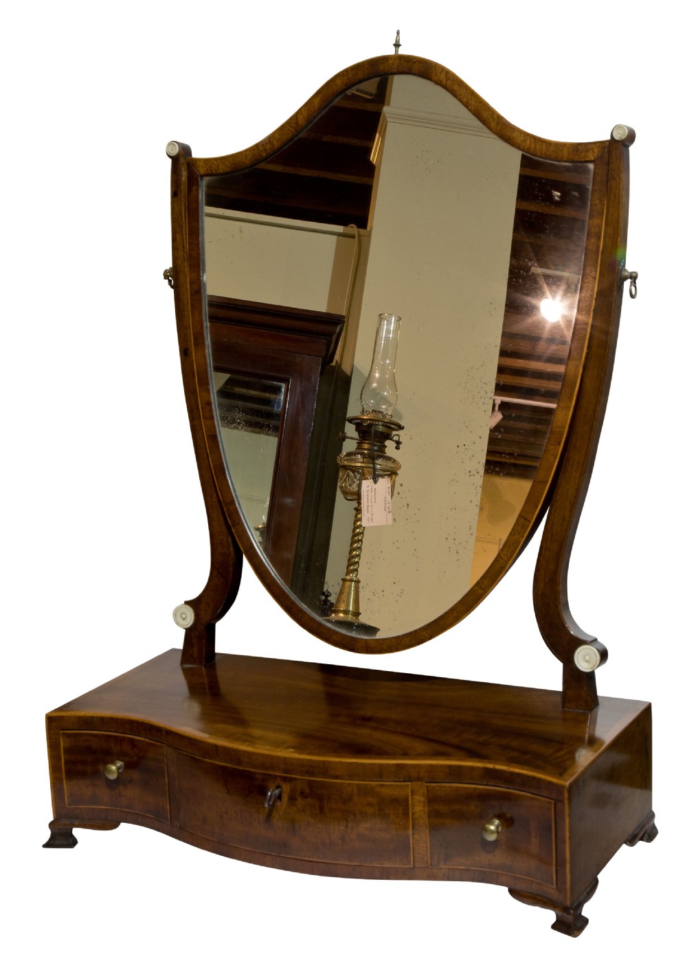 George III mahogany serpentine front toilet mirror