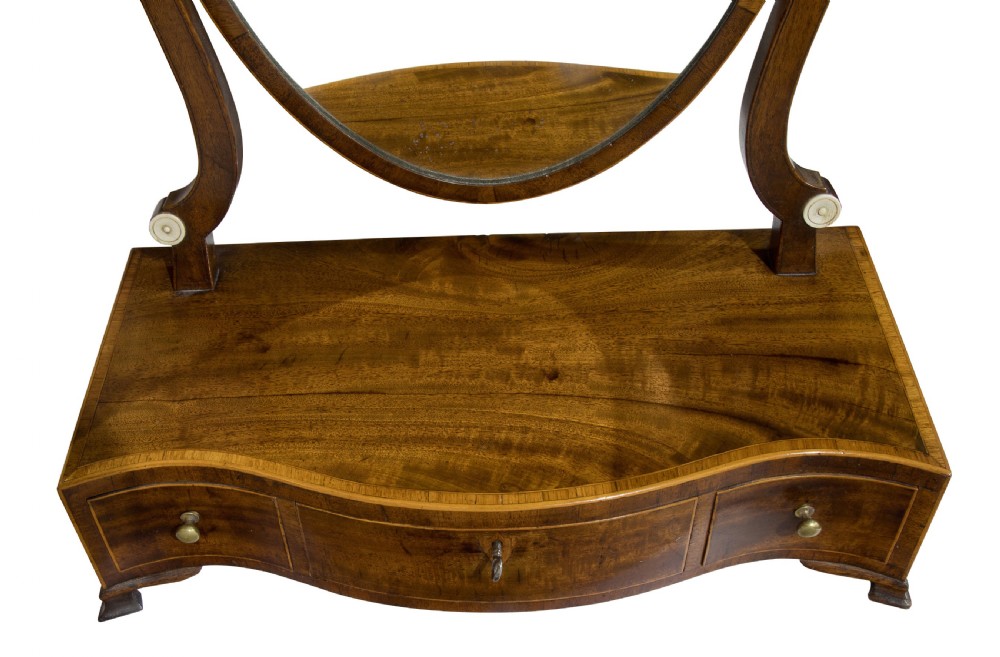 George III mahogany serpentine front toilet mirror View III