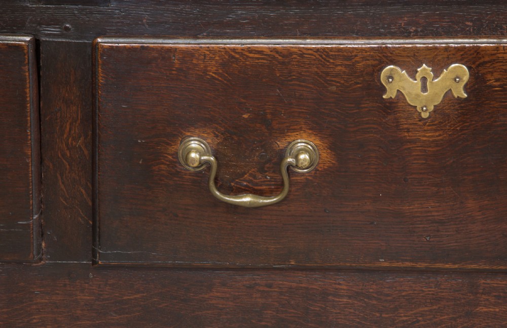 George III oak dresser base with 2 drawers raised on cabriole legs View VI