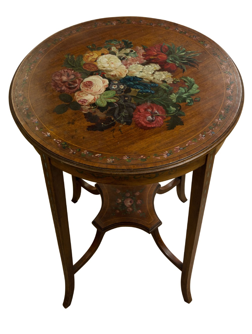 Edwardian mahogany and painted side table View VI