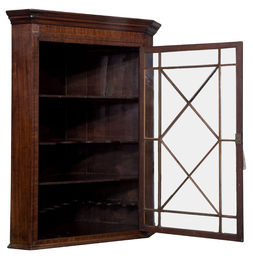 Georgian mahogany display corner cupboard View III