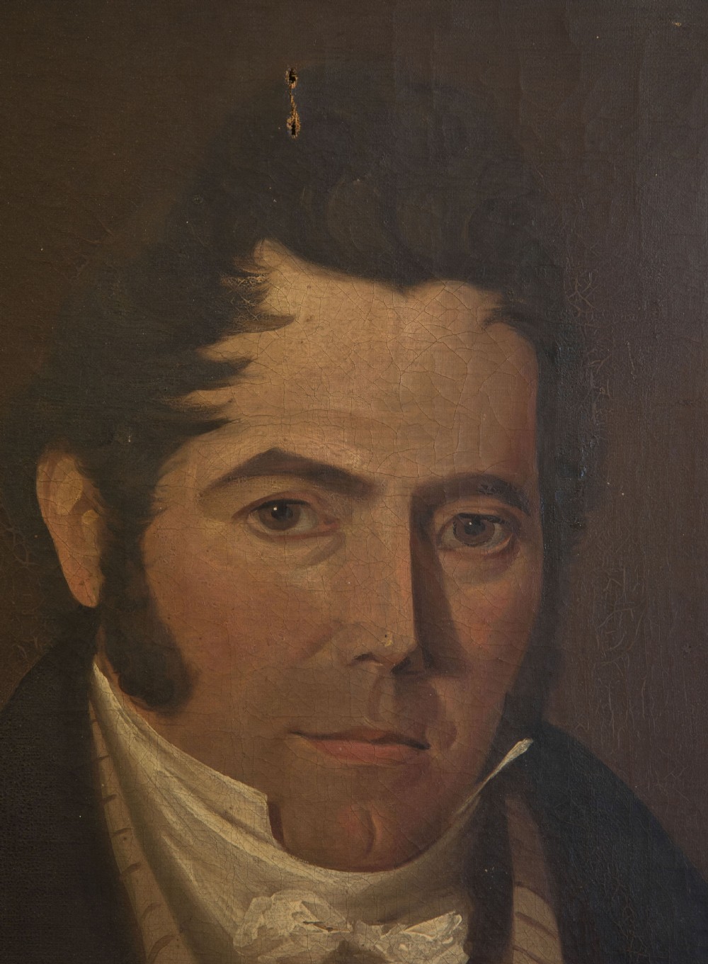 Pair of oil on canvas male & female portraits c1820 View III