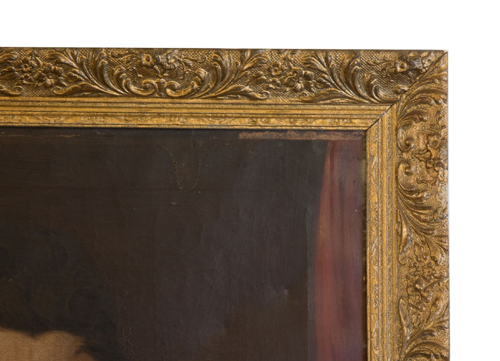 Pair of oil on canvas male & female portraits c1820 View V
