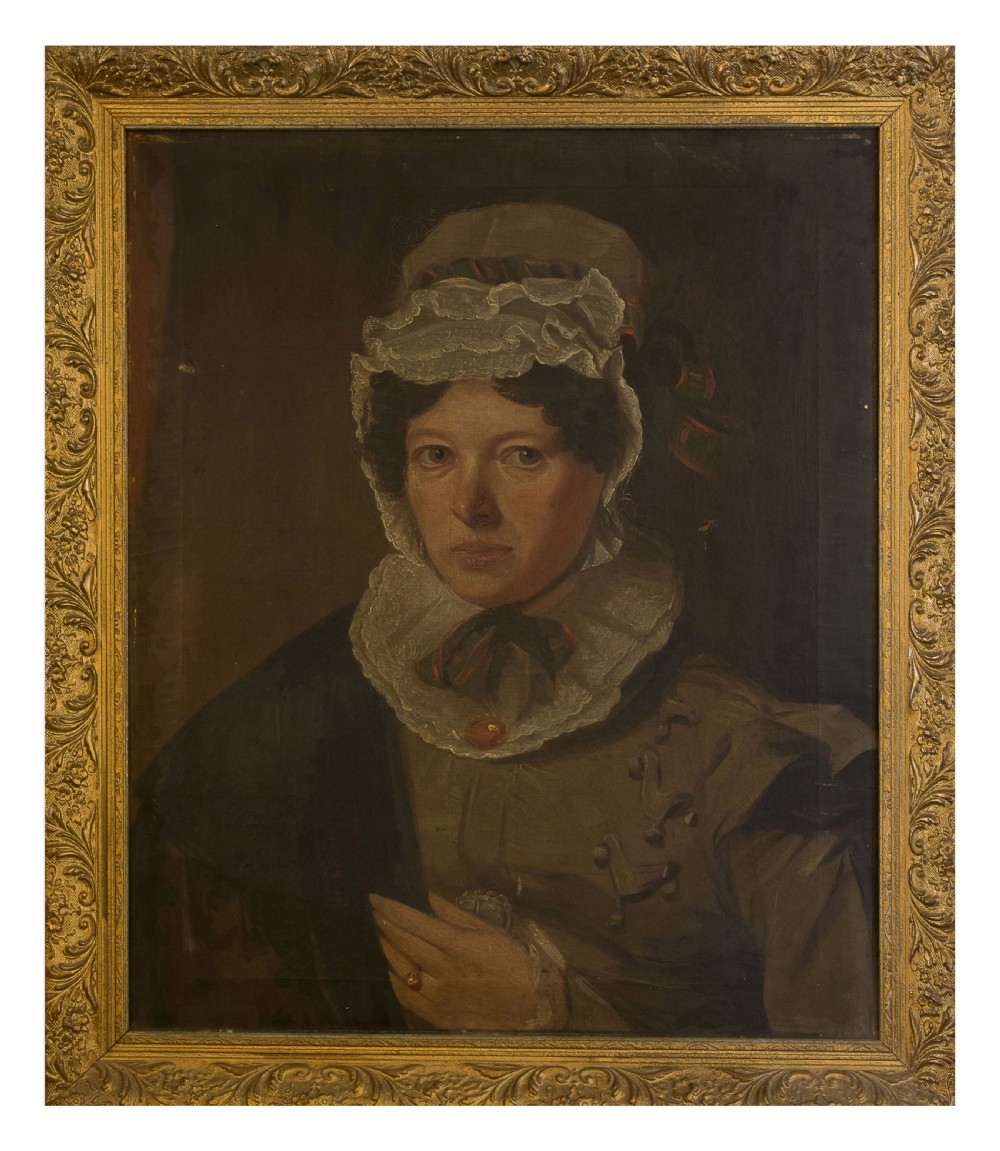 Pair of oil on canvas male & female portraits c1820 View VII