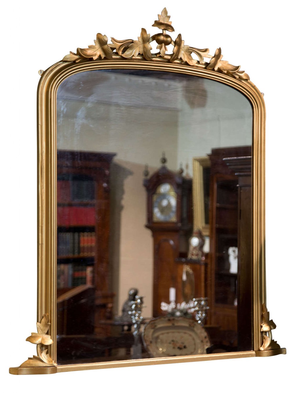 English Victorian carved & giltwood framed overmantel mirror c1860