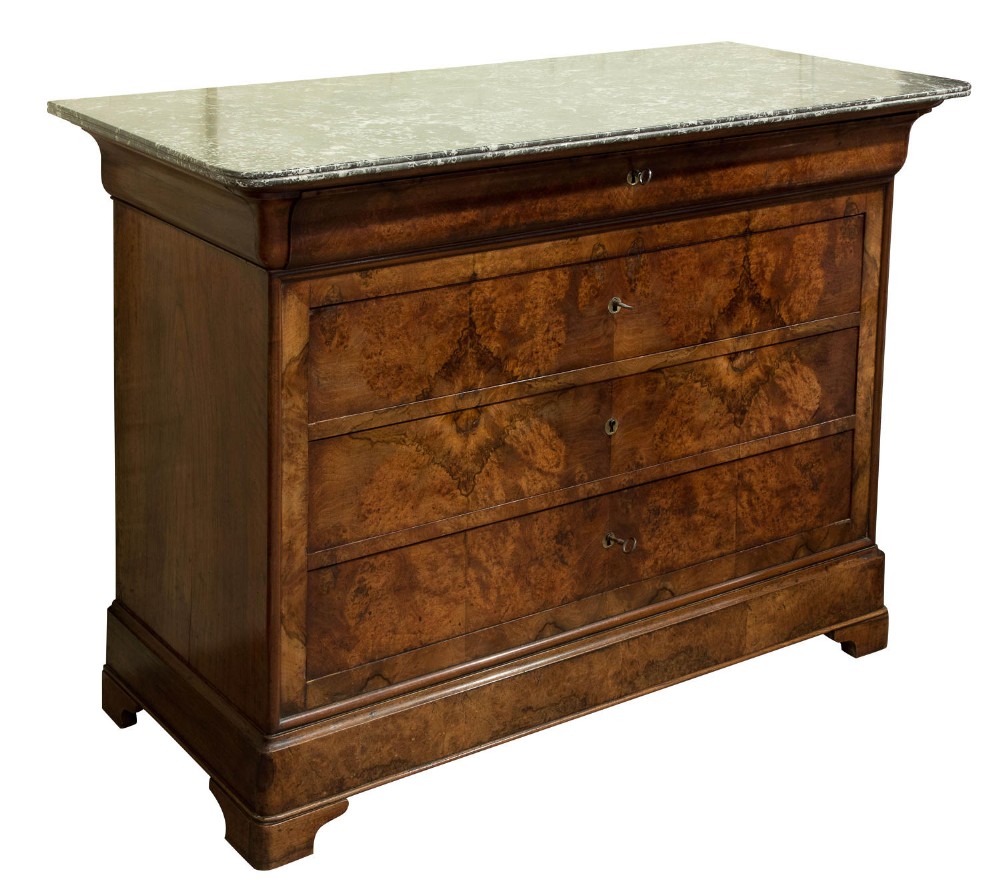 Louis Phillippe Burr & Figured Walnut Commode