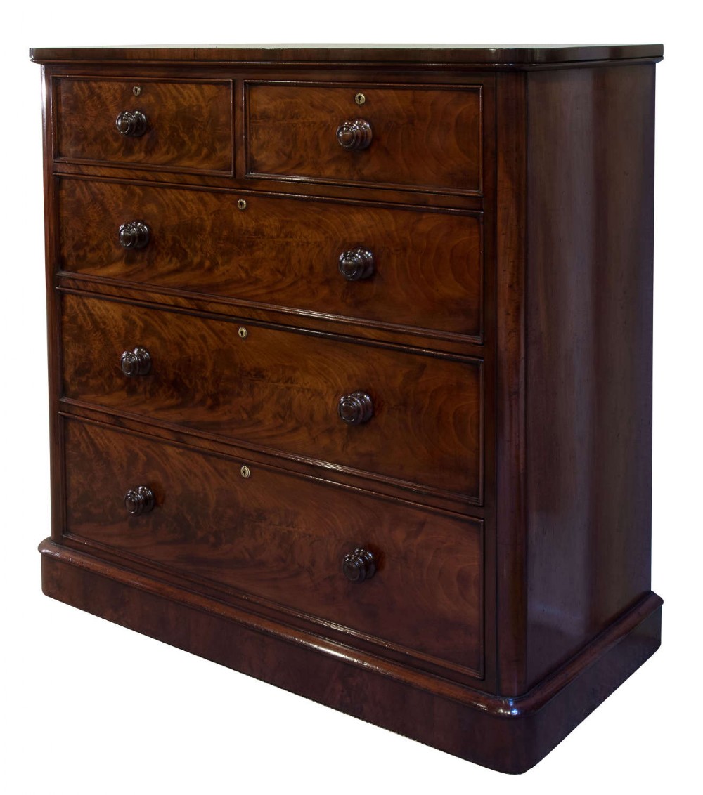 Victorian flame mahogany chest of drawers c1870