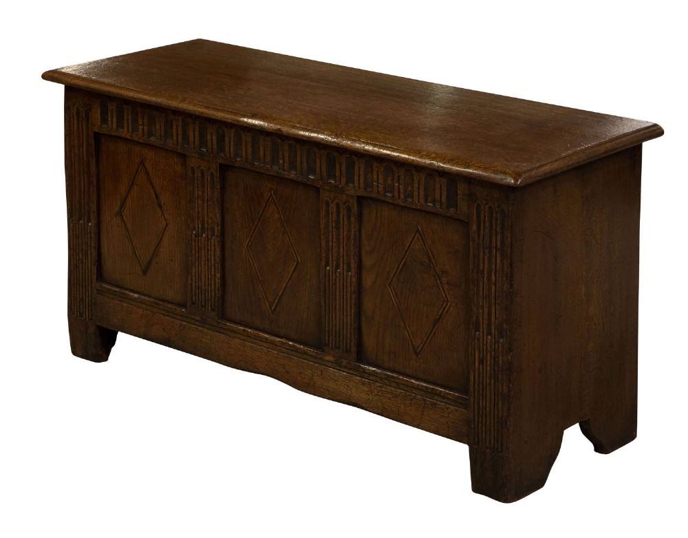 Panelled oak coffer c1900
