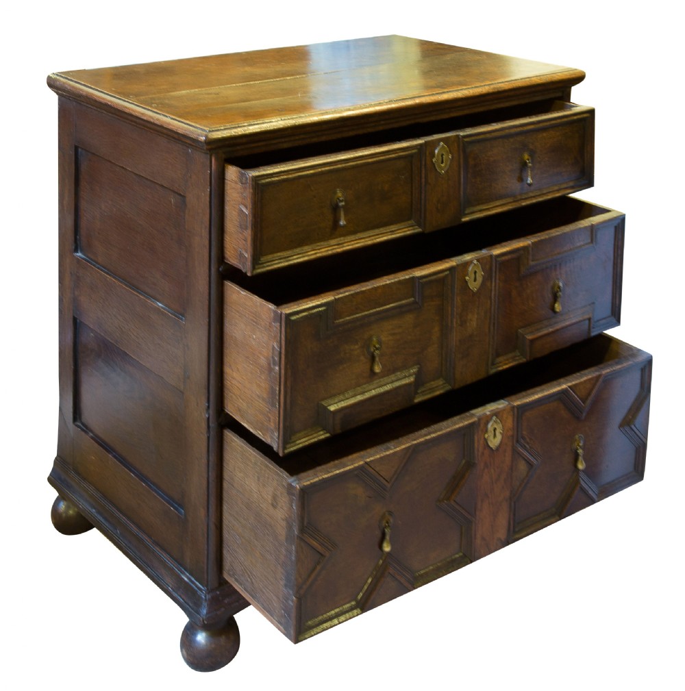 William & Mary Small Oak Chest of Drawers View II