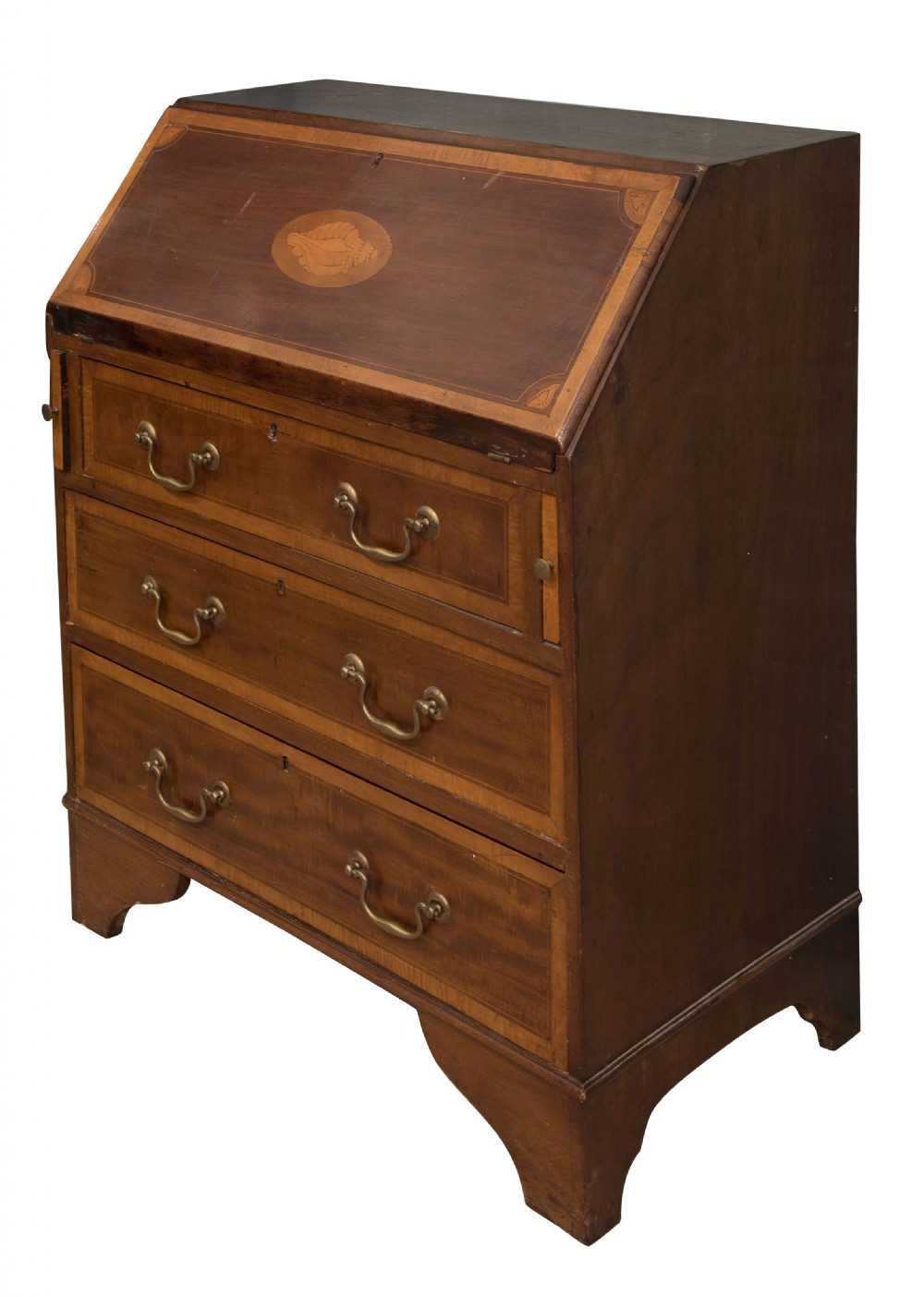 Edwardian Shell-Inlaid Mahogany Bureau