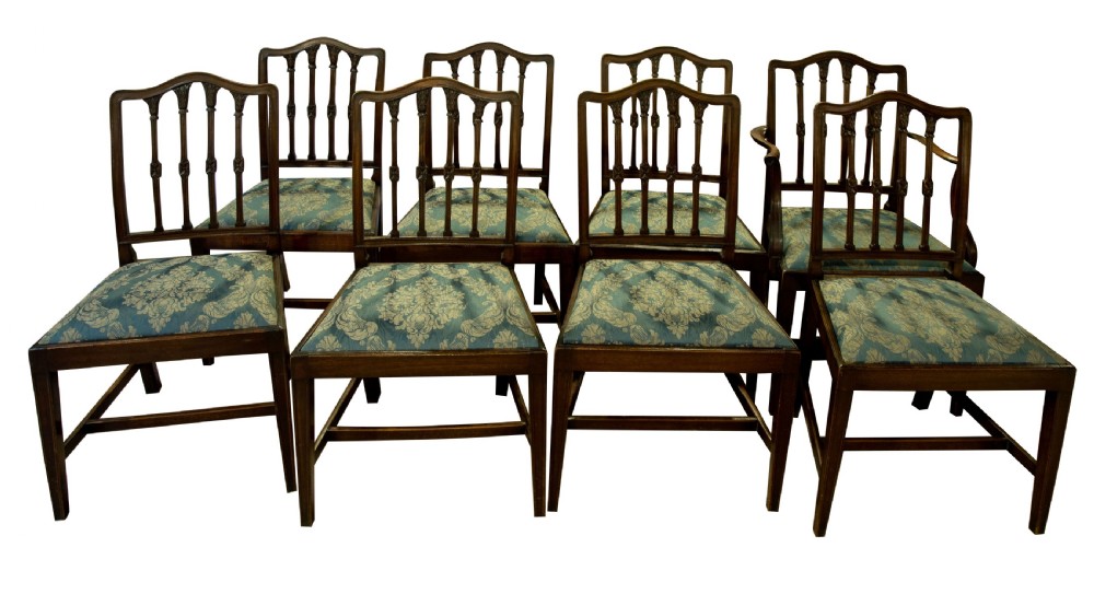 Set of 8 Mahogany Hepplewhite Style Dining Chairs