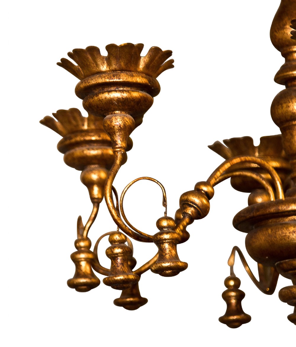 Italian Giltwood and Metal Chandelier View II