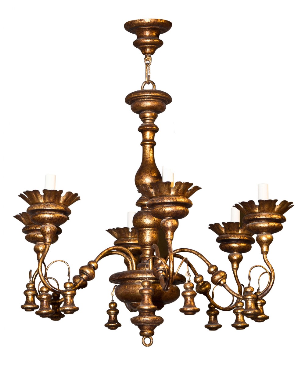 Italian Giltwood and Metal Chandelier
