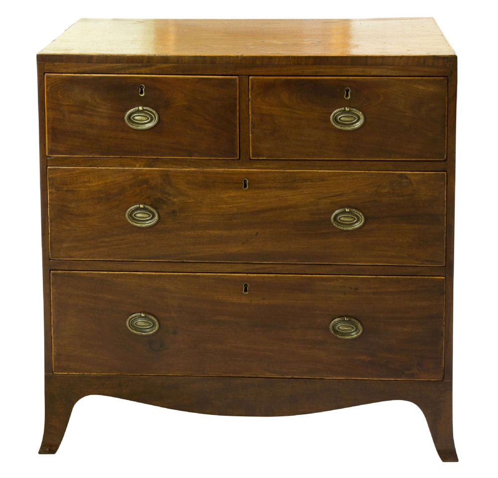 Small Mahogany string inlaid Chest of Drawers c1830 View IV