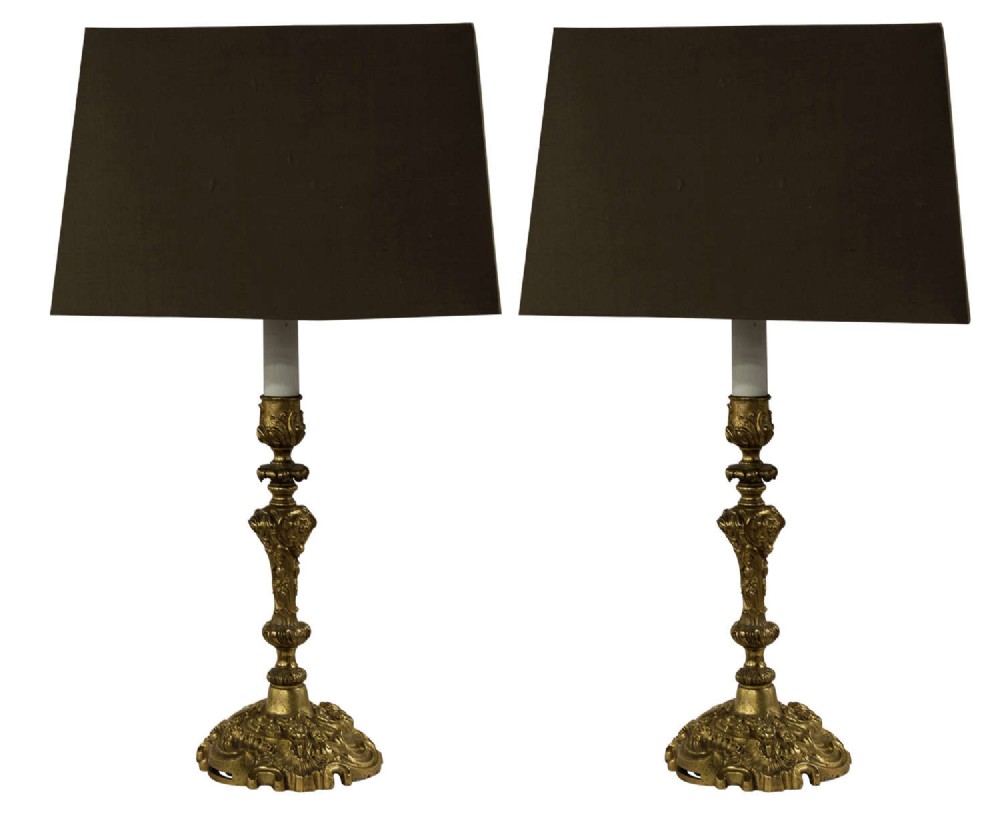 Pair of ormolu table lamps in Louis XV style c1920
