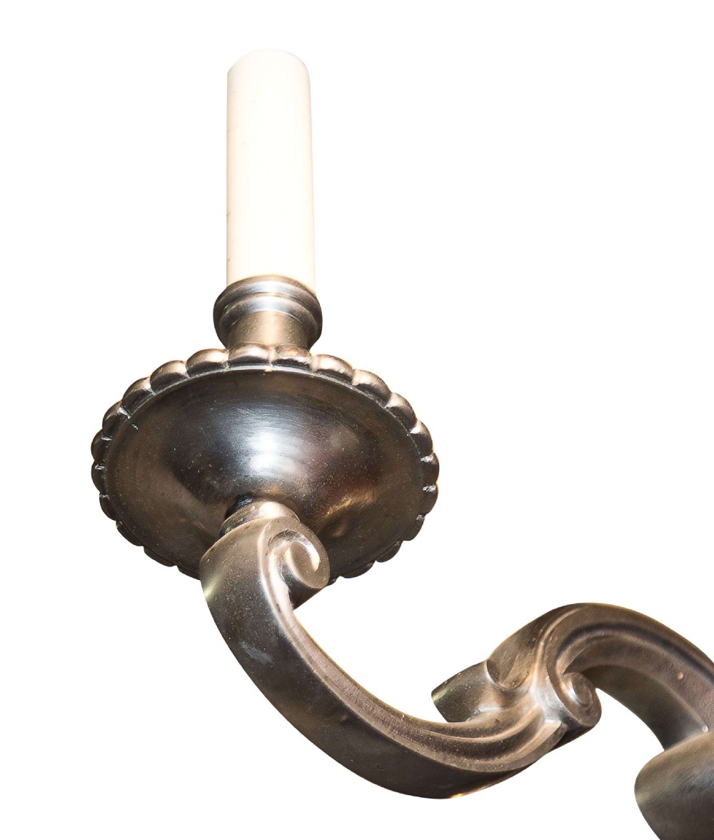Large 8 light silver metal chandelier in 18thC style c1930 (rewired) View III