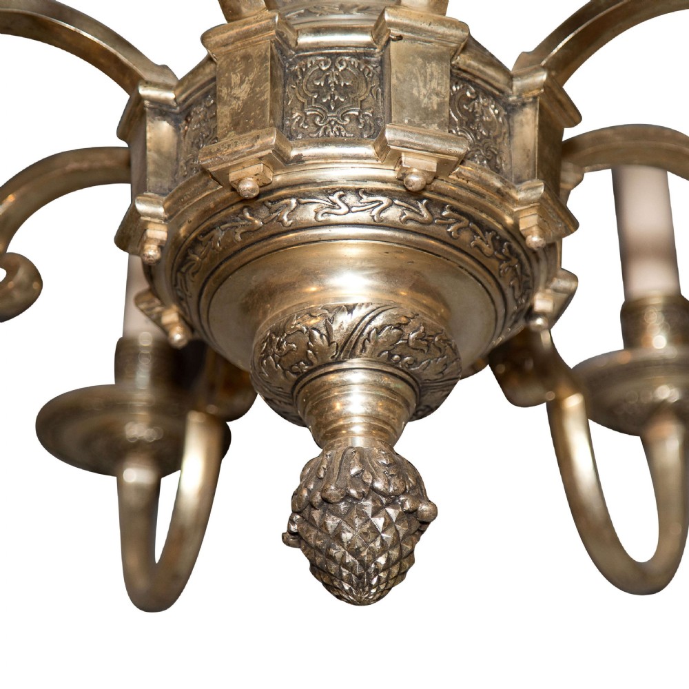 Silvered metal 8 light 'knowle' style chandelier in George I taste View IV
