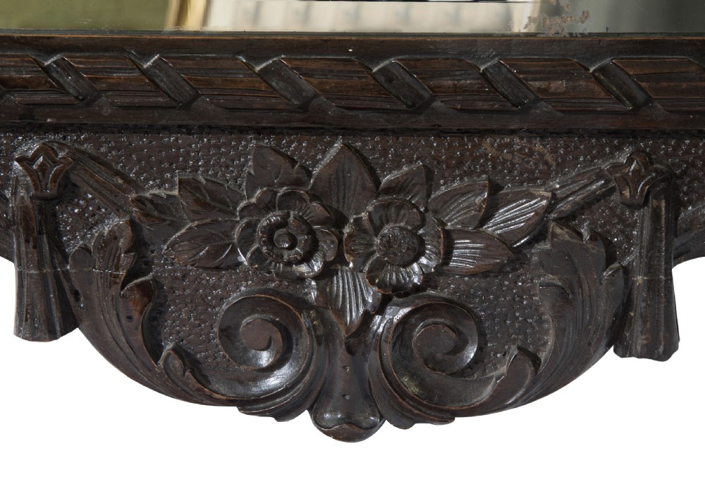 Carved oak wall mirror c1880 View VI