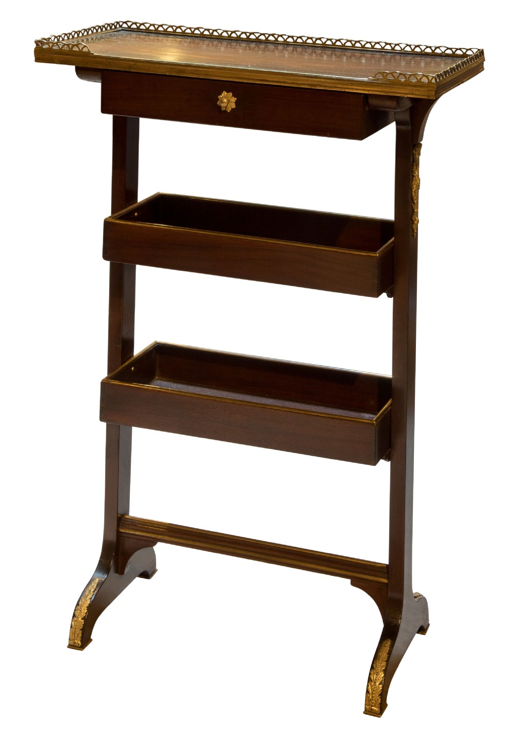French Brass Mounted Mahogany Work Table