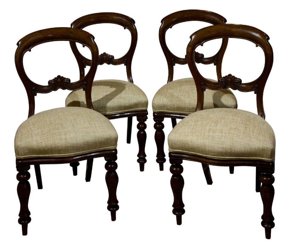 Set of 4 Victorian Balloon-Back Chairs c1870