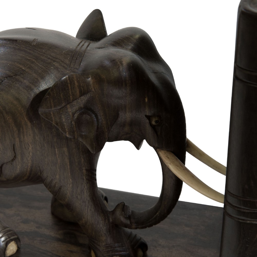 Fine Quality Pair of Edwardian Elephant Bookends View V