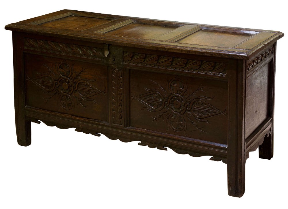 17thc Carved Oak Coffer