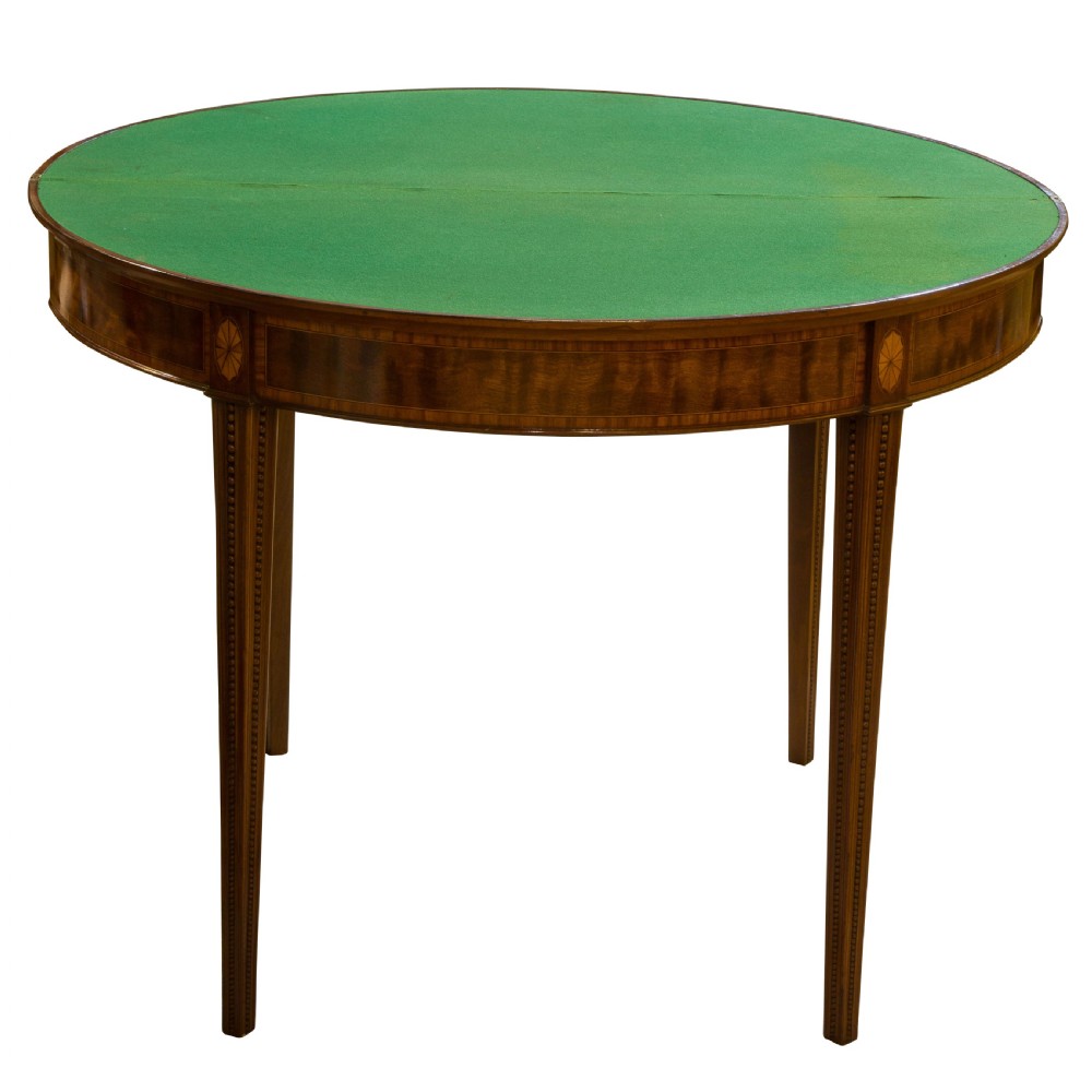 George III Mahogany & Satinwood Card Table View IV
