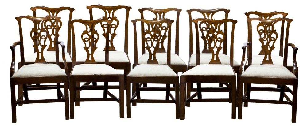 Set of Chippendale Style Mahogany Chairs (x10)