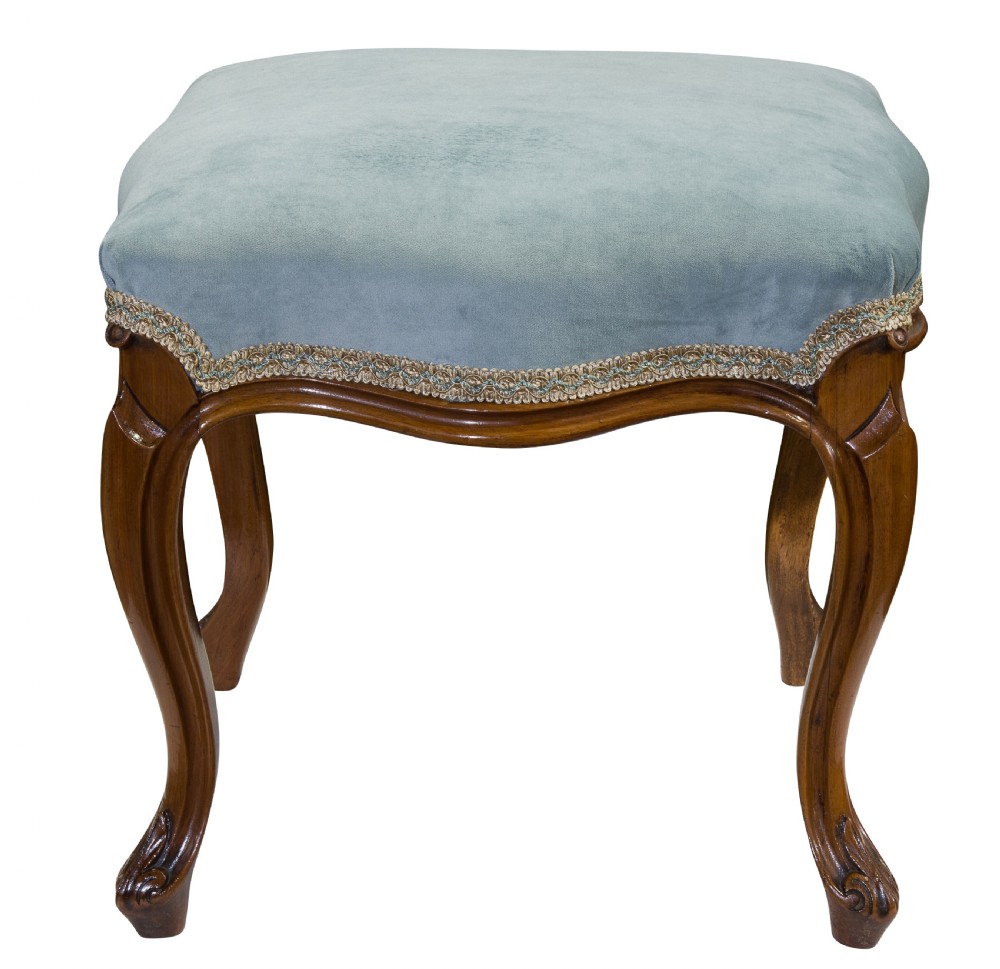 Victorian Walnut Stool on Cabriole Legs View II
