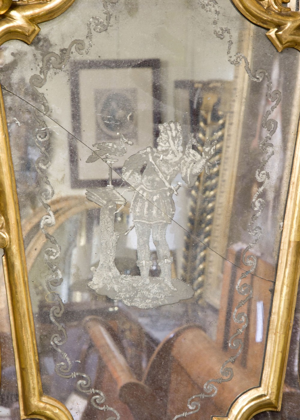 Pair of Italian Gilded Mirrors with Cherub Decoration View VI
