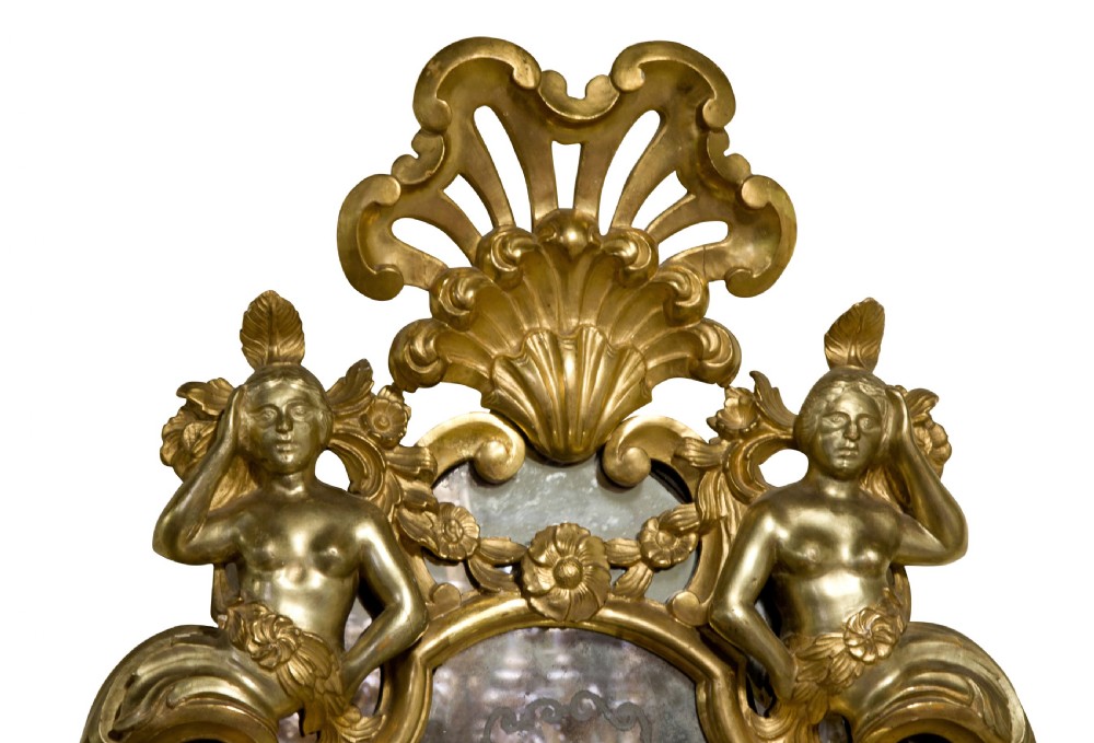 Pair of Italian Gilded Mirrors with Cherub Decoration View VIII