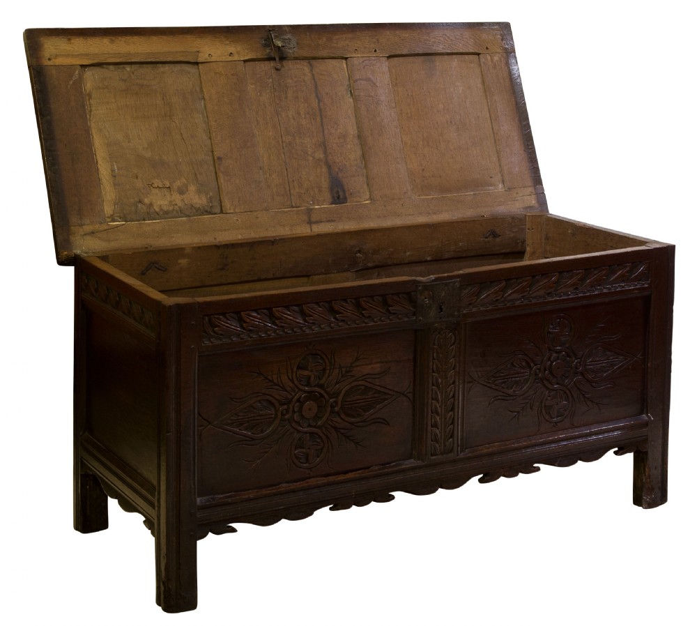 17thc Carved Front Coffer View II
