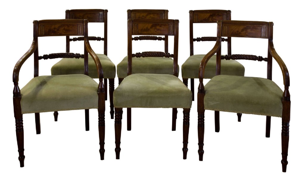Set of 6 Regency Mahogany Chairs Including 2 Carvers