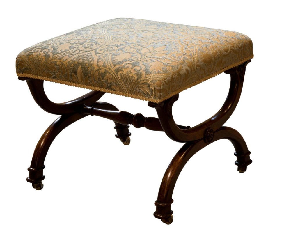 Early 19th C Rosewood X-frame Stool