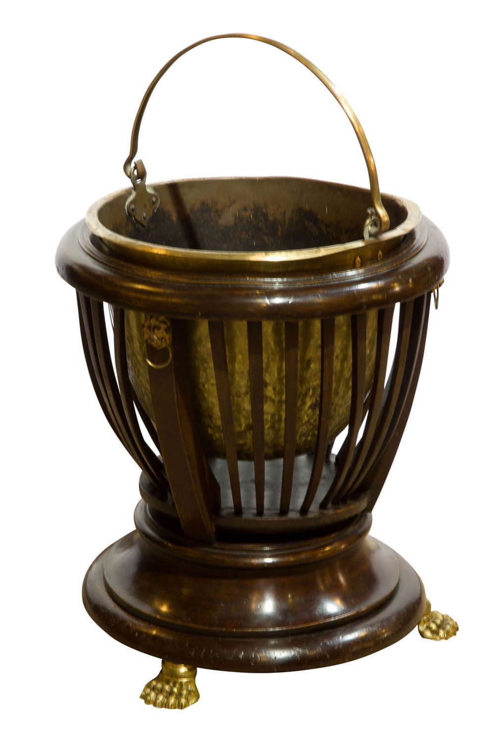 19thc Mahogany Basket with brass liner.